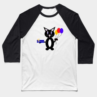 BLACK Party Cat Baseball T-Shirt